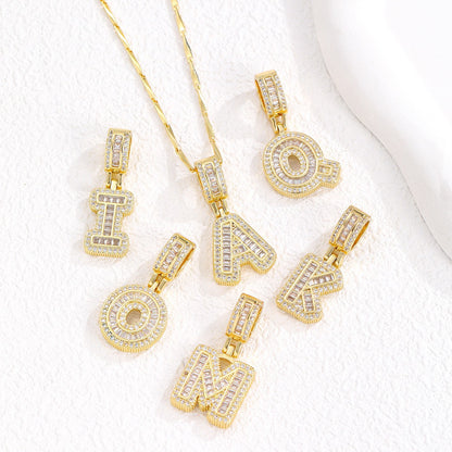 Sparkling Cubic Zirconia Initial Letter Necklace Set - Gold Plated Two-Piece Design(B) - Image 4