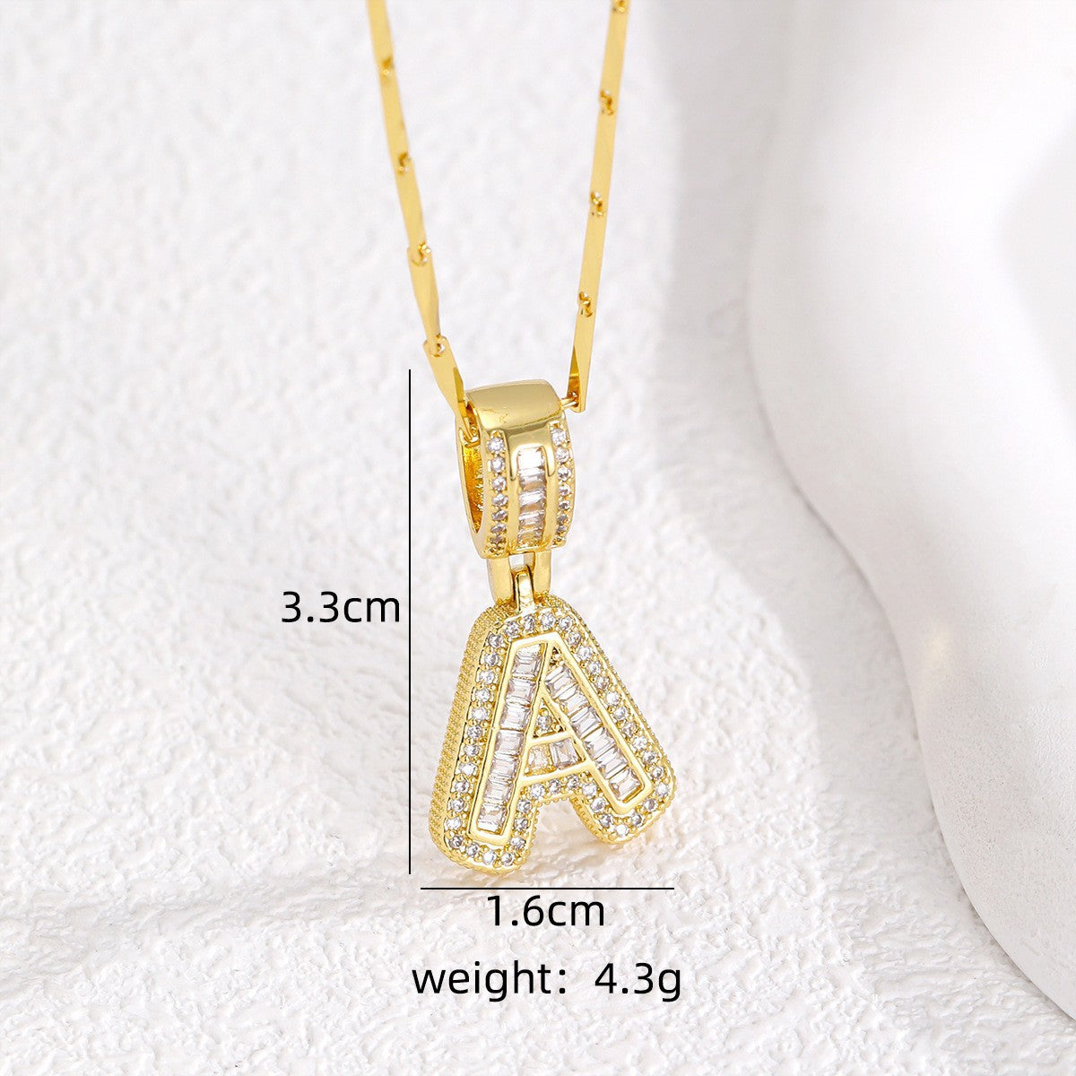 Sparkling Cubic Zirconia Initial Letter Necklace Set - Gold Plated Two-Piece Design(E) - Image 2