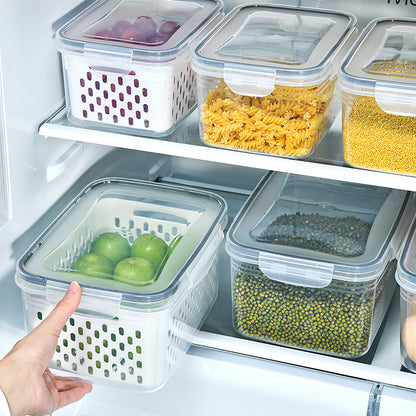 Blue Food-Grade Refrigerator Storage Container Set – Ventilated, Leak-Proof & Microwave-Safe Produce Keeper for Fruits, Vegetables & Meat (3-Piece Set) - Image 4