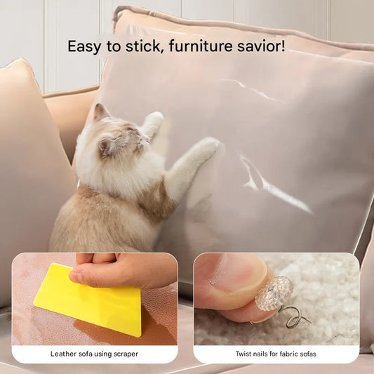 Transparent Cat Scratch Furniture Protector Film - 8 Pack Anti-Scratch Guards for Sofas, Doors, Walls - Self-Adhesive & Non-Toxic Cat Claw Deterrent(430*152mmmm) - Image 2