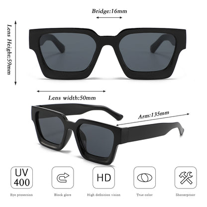 Gray frame gray sheet Classic Square Frame Sunglasses - Unisex UV400 Protection, Lightweight & Face-Slimming Design - High Definition Vision Eyewear - Image 4