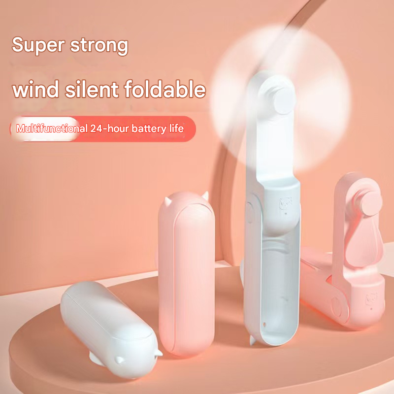 Green 2-in-1 Foldable Mini Fan & Power Bank - Ultra-Compact USB Rechargeable Personal Fan - Image 4