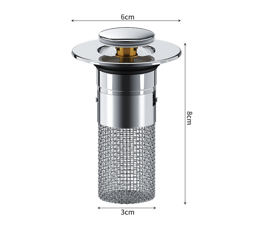 5 PCS Universal Pop-Up Sink Drain Stopper with Anti-Clog Filter Basket - Stainless Steel Hair Catcher & Anti-Odor Plug - Image 5