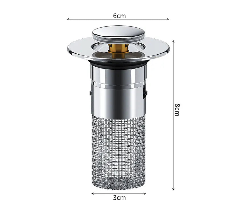 5 PCS Universal Pop-Up Sink Drain Stopper with Anti-Clog Filter Basket - Stainless Steel Hair Catcher & Anti-Odor Plug - Image 5