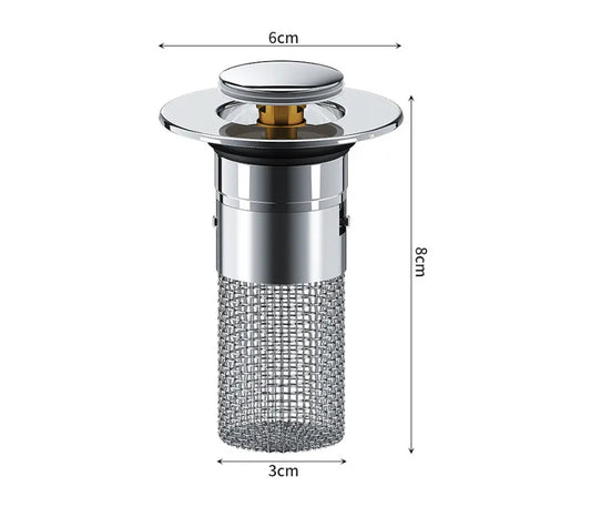 5 PCS Universal Pop-Up Sink Drain Stopper with Anti-Clog Filter Basket - Stainless Steel Hair Catcher & Anti-Odor Plug - Image 5