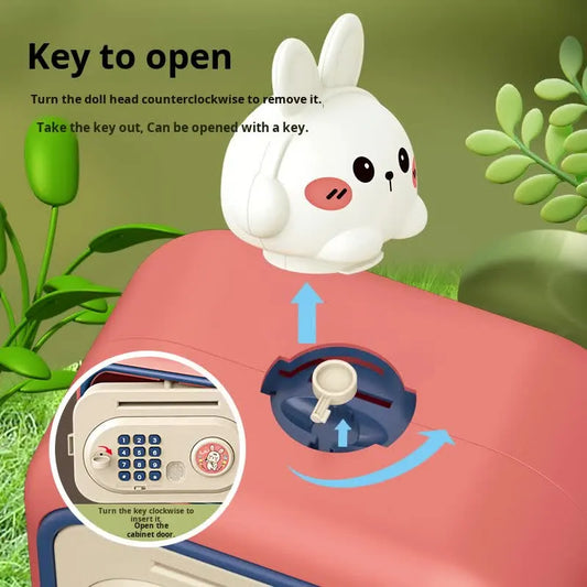 Red Electronic Piggy Bank Safe for Kids - Automatic Rolling Money Box with PIN & Fingerprint Lock - Image 2