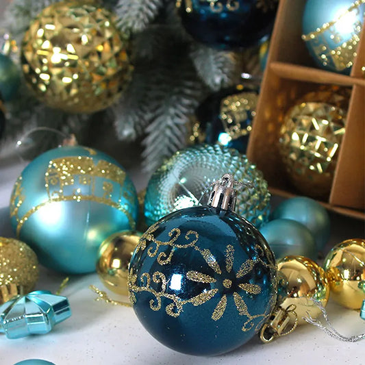 Gold and pink 44-Piece Assorted Christmas Baubles Set with Elegant Designs in Wooden Gift Box - 3-6cm Decorative Ornaments for Tree, Home & Holiday Display - Image 3
