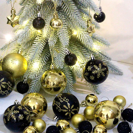 Red and white 44-Piece Assorted Christmas Baubles Set with Elegant Designs in Wooden Gift Box - 3-6cm Decorative Ornaments for Tree, Home & Holiday Display - Image 2