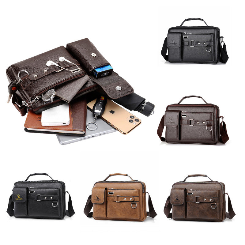 Plain dark brown Men's Crossbody Shoulder Bag - Premium PU Leather Business & Commute Sling Bag - Image 2