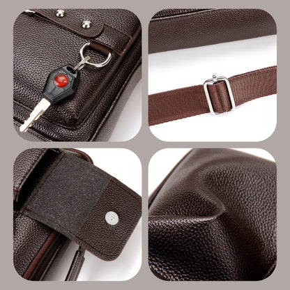Plain dark brown Men's Crossbody Shoulder Bag - Premium PU Leather Business & Commute Sling Bag - Image 3