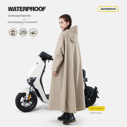 Black Long Full-Body Waterproof Raincoat for Electric Scooters & Motorcycles - Men's and Women's Riding Poncho with Adjustable Hood and Sleeve Design(M) - Image 2