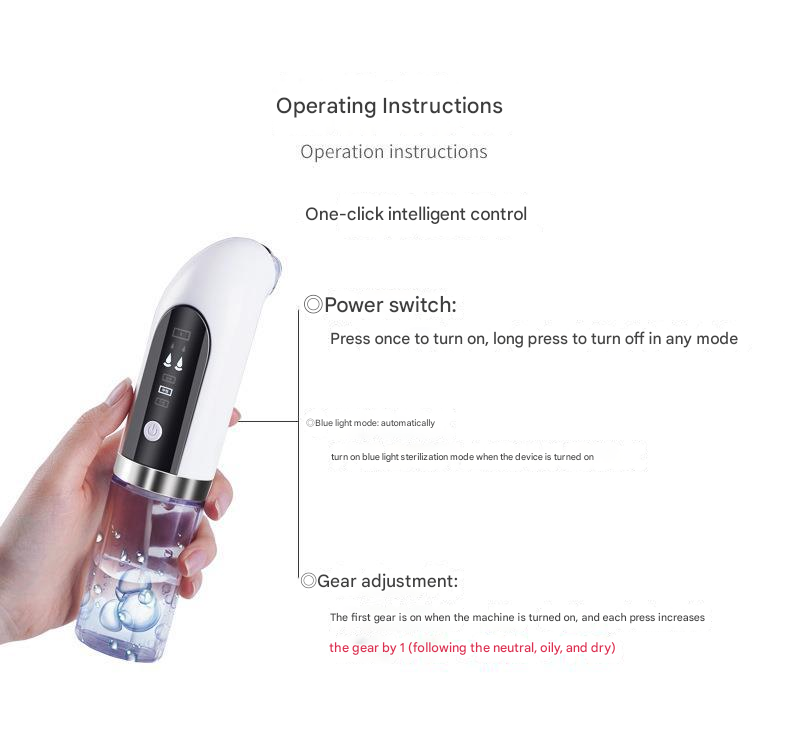 White Hydro-Dermabrasion Blackhead Remover Vacuum - Rechargeable Pore Cleanser & Oxygen Infusion Device - Image 4