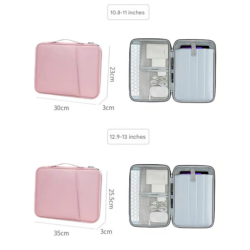 Pink 360° Protective Laptop & Tablet Sleeve with Accessory Organizer - Water-Repellent Carrying Case - Image 4