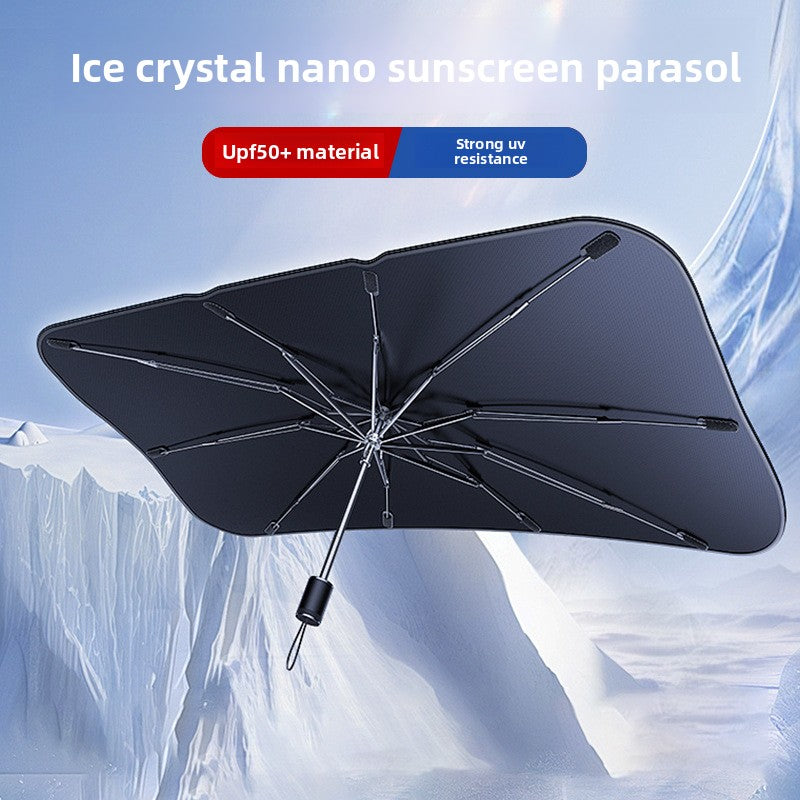 Small size Foldable Car Windshield Sun Shade Umbrella - Ultimate UV & Heat Blocker for Interior Protection - Image 3