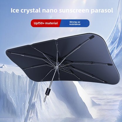 Small size Foldable Car Windshield Sun Shade Umbrella - Ultimate UV & Heat Blocker for Interior Protection - Image 3
