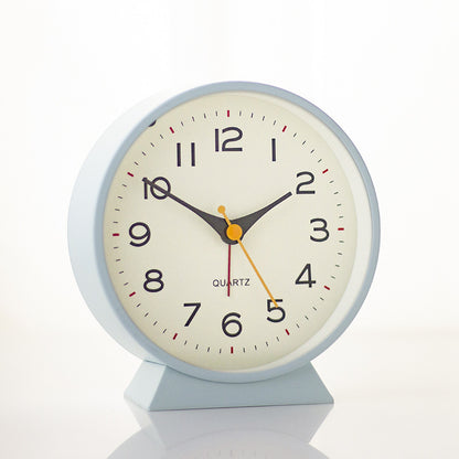 Light blue Minimalist Silent Alarm Clock with Night Light - Non-Ticking Analogue Bedside & Desk Clock
