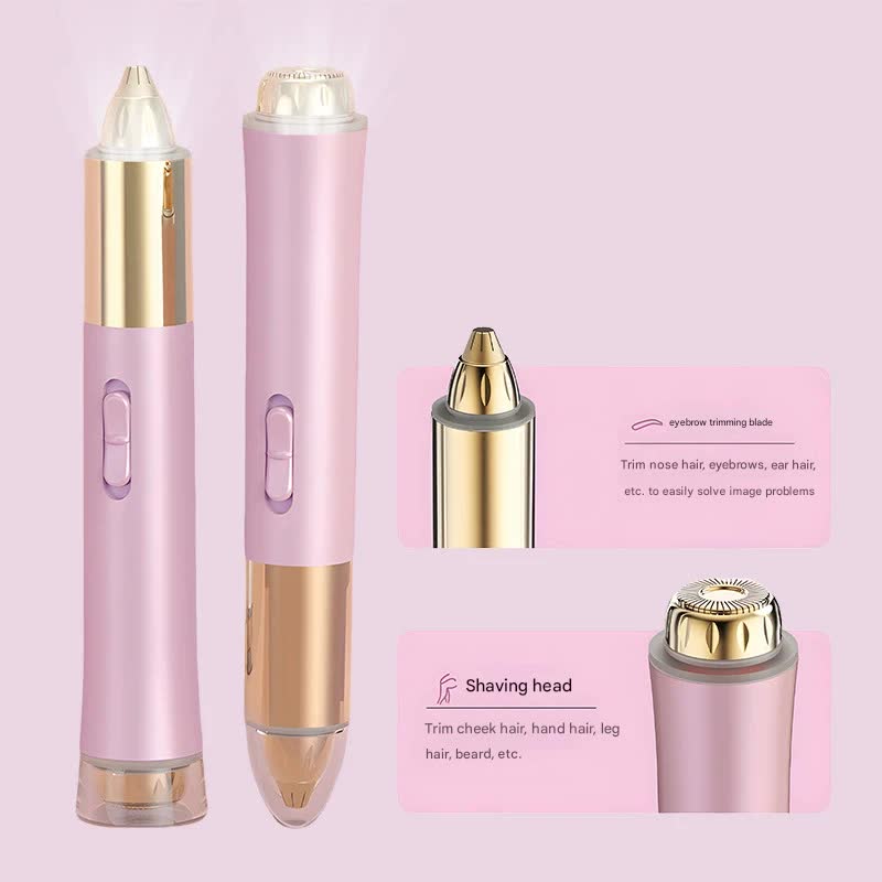 2-in-1 Electric Hair Remover for Women - Eyebrow Trimmer & Facial/Body Shaver with LED Light, USB-C Rechargeable(white) - Image 2