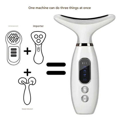 Multi-Functional Neck & Face Beauty Massager - Constant Heat, Ion Infusion & Sonic Vibration(white) - Image 3