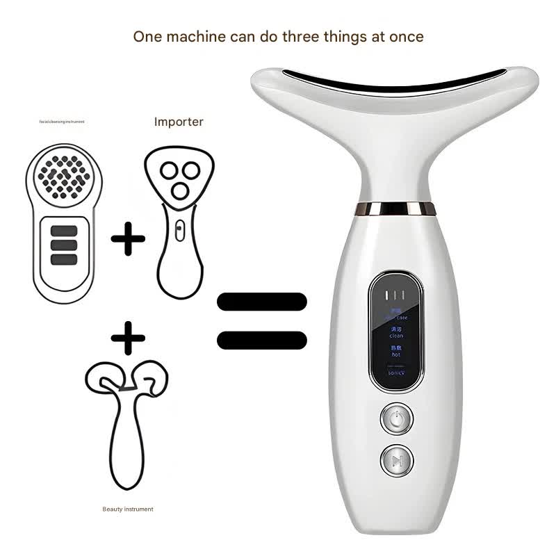 Multi-Functional Neck & Face Beauty Massager - Constant Heat, Ion Infusion & Sonic Vibration(silver) - Image 3
