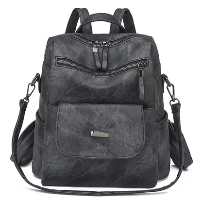 Stylish Women's PU Leather Backpack - Versatile Shoulder Bag with Multiple Pockets(black)