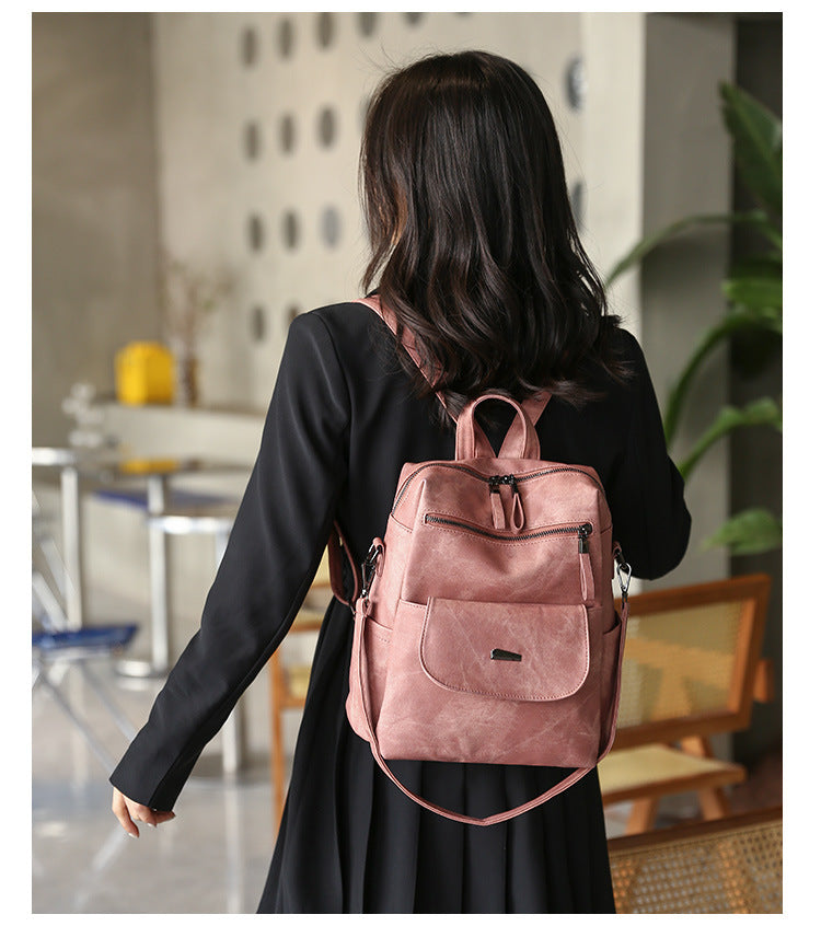 Stylish Women's PU Leather Backpack - Versatile Shoulder Bag with Multiple Pockets(black) - Image 5
