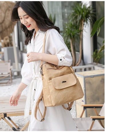 Stylish Women's PU Leather Backpack - Versatile Shoulder Bag with Multiple Pockets(Pink) - Image 3