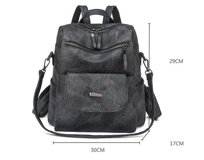 Stylish Women's PU Leather Backpack - Versatile Shoulder Bag with Multiple Pockets(Blue) - Image 2