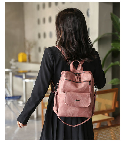 Stylish Women's PU Leather Backpack - Versatile Shoulder Bag with Multiple Pockets(Blue) - Image 5