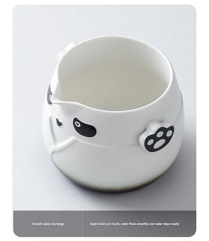 Adorable Panda Design Ceramic Tea Infuser Mug Set - 310ml Travel Crackle Glaze Cup with Lid & Strainer(red) - Image 3