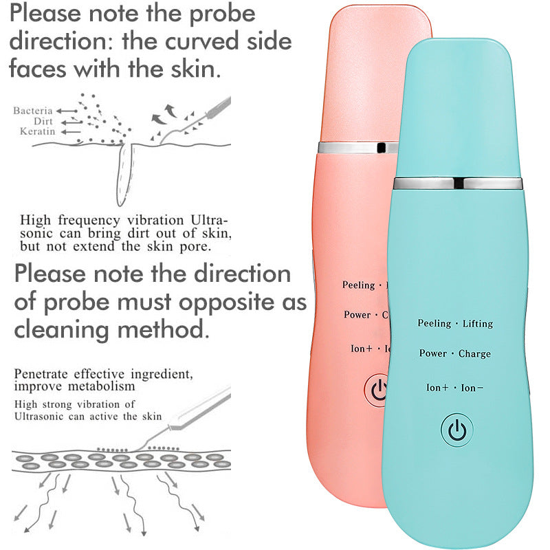 Ultrasonic Skin Scrubber - Deep Cleansing, Peeling, Lifting & Ion Infusion Facial Spatula(pink) - Image 3