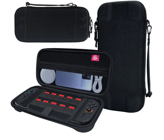 Portable Hard Shell Travel Case for Nintendo Switch/Switch Lite/OLED - Game Card Slots & Accessory Pocket(black)