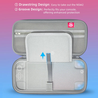 Portable Hard Shell Travel Case for Nintendo Switch/Switch Lite/OLED - Game Card Slots & Accessory Pocket(Gradient orange and blue) - Image 4