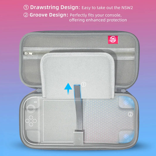 Portable Hard Shell Travel Case for Nintendo Switch/Switch Lite/OLED - Game Card Slots & Accessory Pocket(Gradient orange and blue) - Image 4