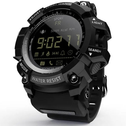 Rugged Sports Smartwatch - 50M Waterproof, 24H 3D Pedometer, Bluetooth Notifications & Long Battery Life(Black with white text)
