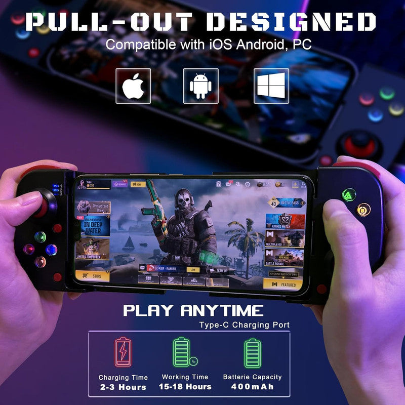 Portable Telescopic Mobile Game Controller - Bluetooth 5.0, iOS/Android/PC Compatible, 400mAh Battery(blue) - Image 2