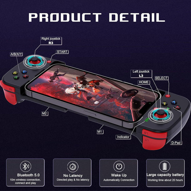 Portable Telescopic Mobile Game Controller - Bluetooth 5.0, iOS/Android/PC Compatible, 400mAh Battery(white) - Image 3