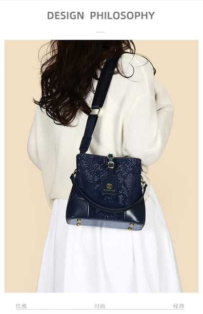Elegant Textured Bucket Bag - Versatile Shoulder, Handheld & Crossbody Design(brown) - Image 2