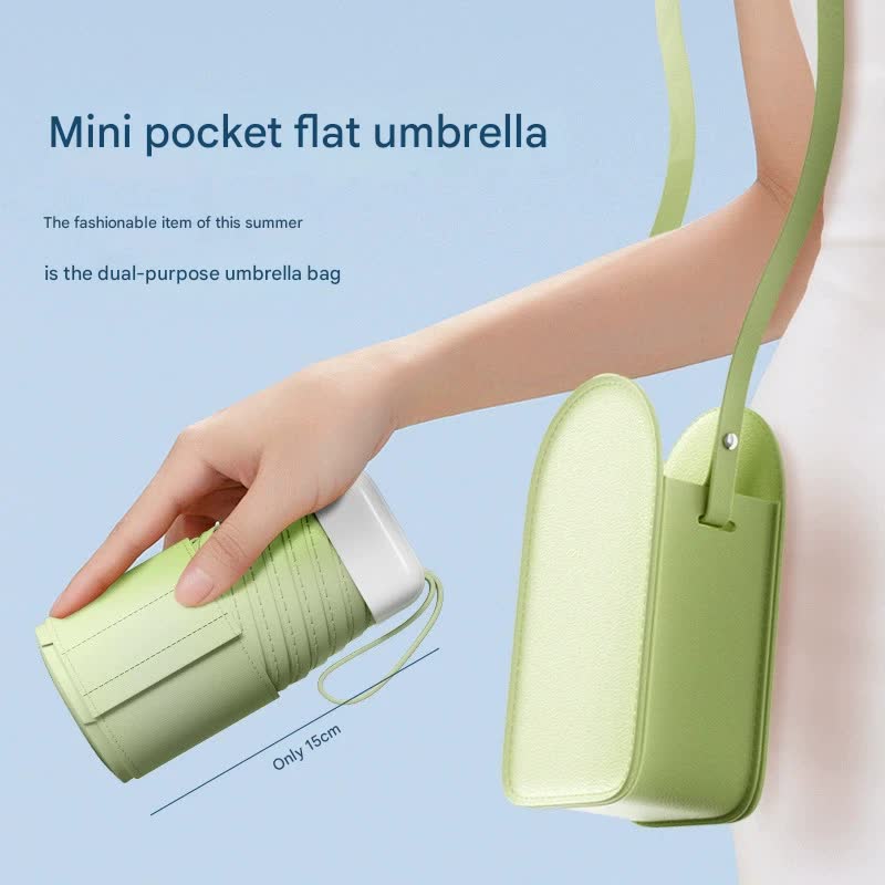 Mini Pocket Umbrella with Matching Crossbody Bag - UV Protection, 6-Rib Windproof Design(blue) - Image 2