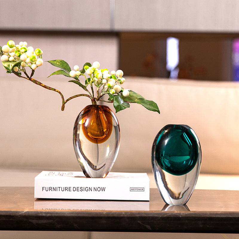 Artistic Teardrop Glass Vase - Handcrafted Glazed Finish for Hydroponics & Floral Decor(amber) - Image 2