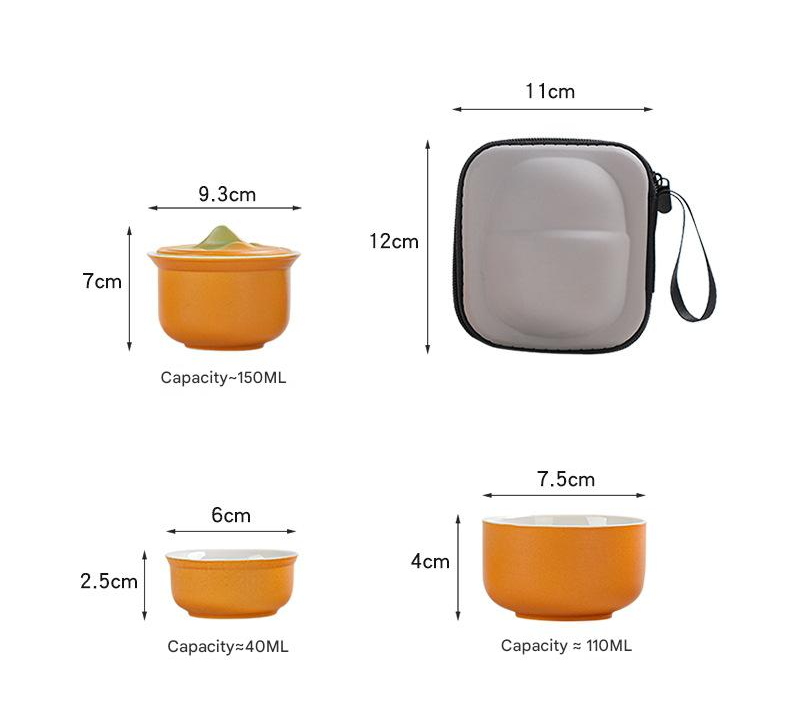 Portable Ceramic Tea Set for Travel - Quick Gaiwan with 3 Cups & Carrying Case(black) - Image 4