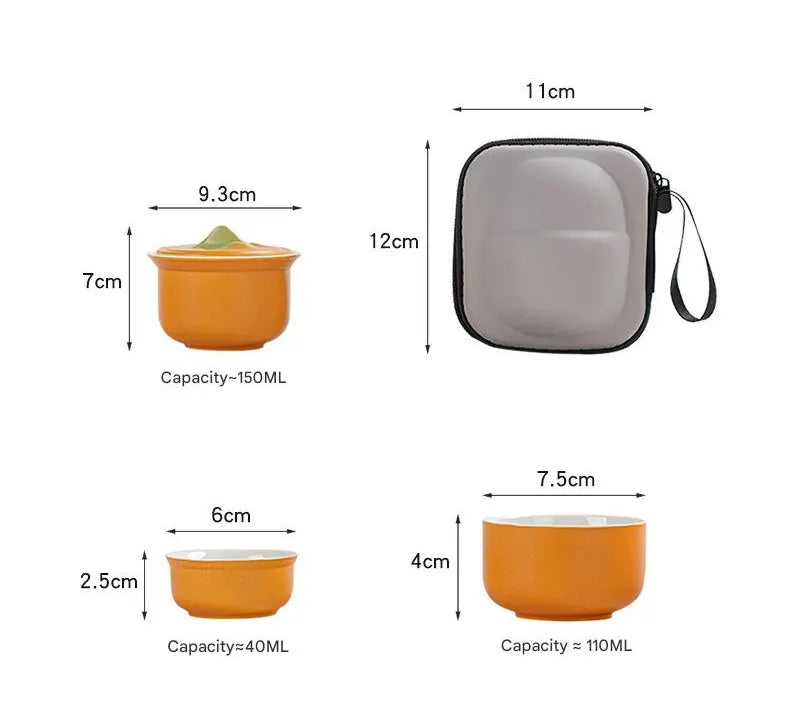 Portable Ceramic Tea Set for Travel - Quick Gaiwan with 3 Cups & Carrying Case(Light green) - Image 4