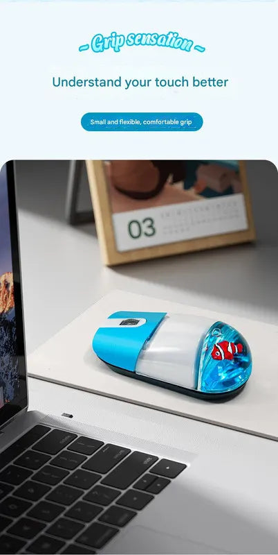 Whimsical 2.4G Wireless Mouse with Floating Animal Design - Comfortable, Quiet & Portable(blue) - Image 4
