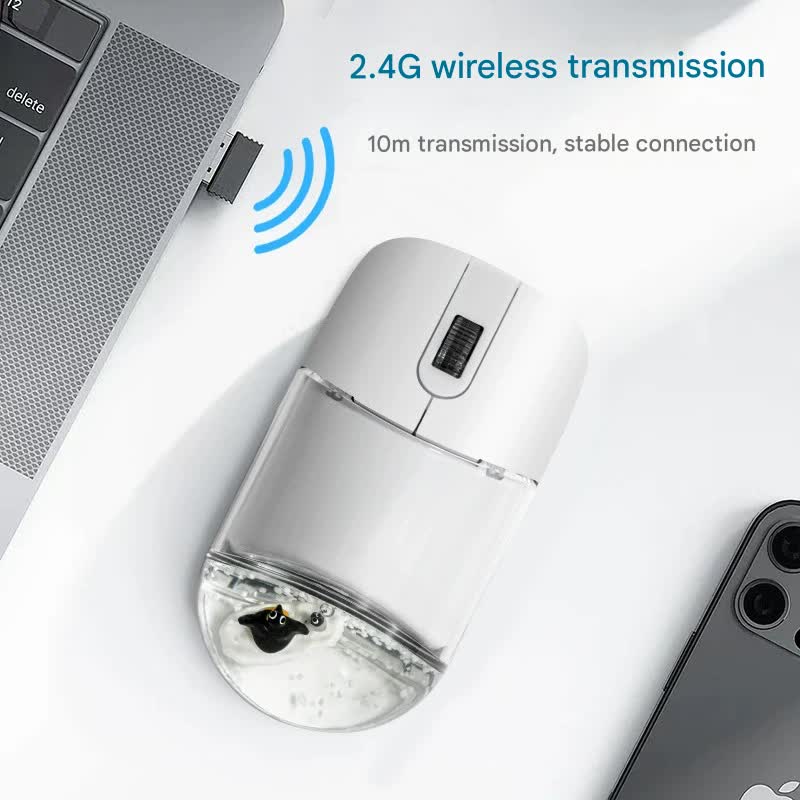 Whimsical 2.4G Wireless Mouse with Floating Animal Design - Comfortable, Quiet & Portable(white) - Image 3