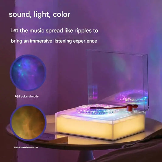 Retro Vinyl Bluetooth Speaker with Water Ripple Light Projection & 360 Surround Sound(blue) - Image 2
