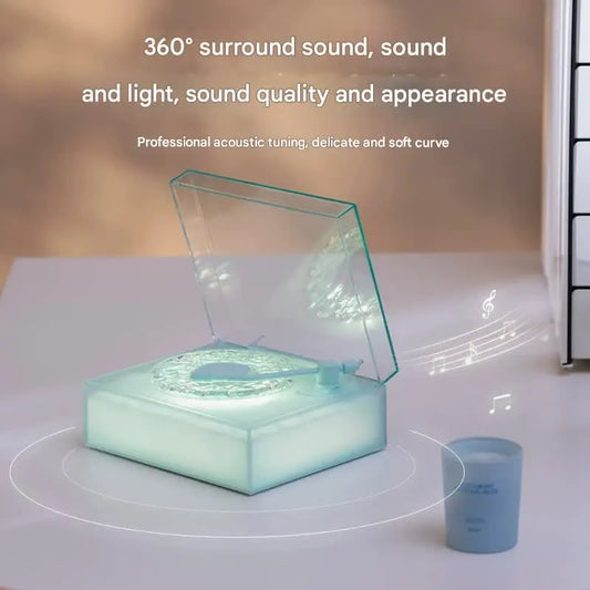 Retro Vinyl Bluetooth Speaker with Water Ripple Light Projection & 360 Surround Sound(green) - Image 4