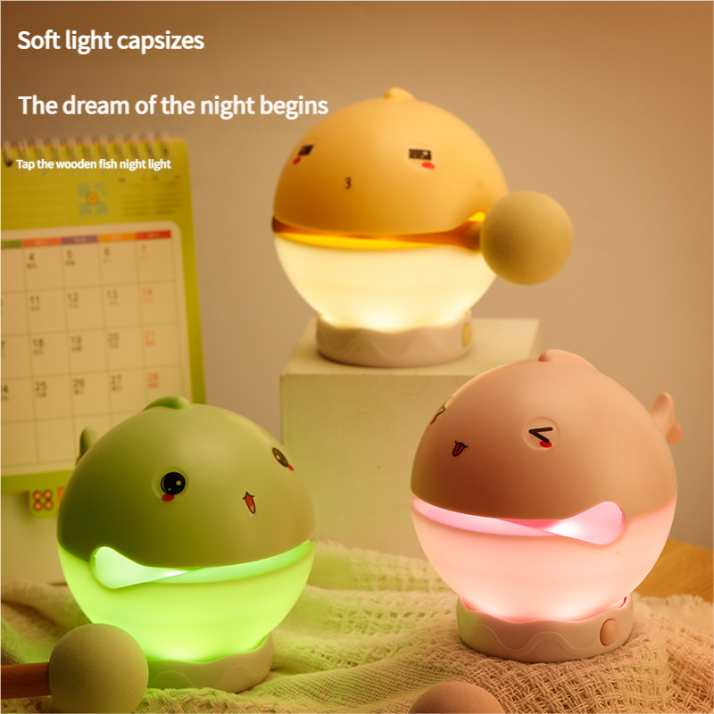 Portable rechargeable tapping control night light- 3-Level Dimmable Bedside Lamp(pink) - Image 2