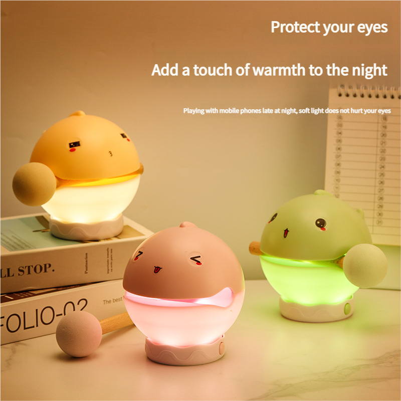 Portable rechargeable tapping control night light- 3-Level Dimmable Bedside Lamp(pink) - Image 3