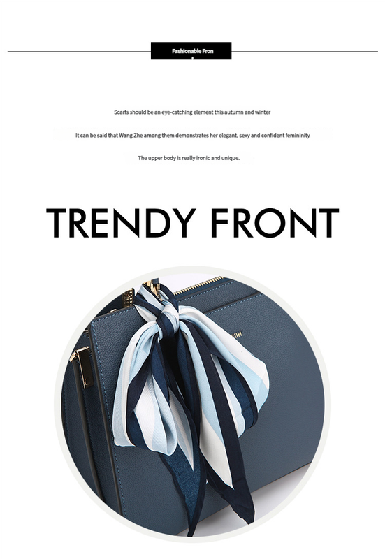 Fashionable Synthetic Leather Crossbody Bag with Detachable Scarf - Multiple Compartments for Daily Essentials(blue) - Image 2