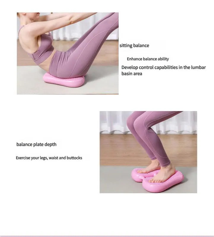 Dual-Side Textured Fitness Balance Board - Core Strengthener with Anti-Slip Massage Surface(pink) - Image 5
