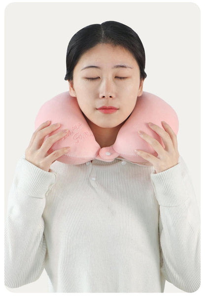 2-in-1 Convertible Eye Mask & Travel Neck Pillow Set - Plush Fabric with Snap Closure(purple) - Image 4